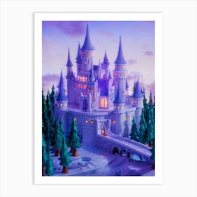 A Fairytale Castle Nestled Amid Bioluminescent Trees Their Radiant Light Hinting At A Path Not Yet Art Print