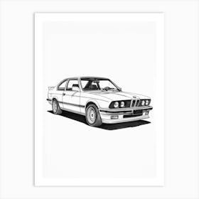 Bmw 325 Is Line Drawing 3 Art Print