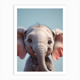 Cute Baby Elephant Nursery Ilustration (30) Art Print