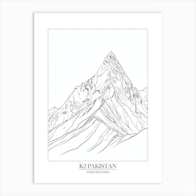 K2 Pakistan China Line Drawing 1 Poster Art Print