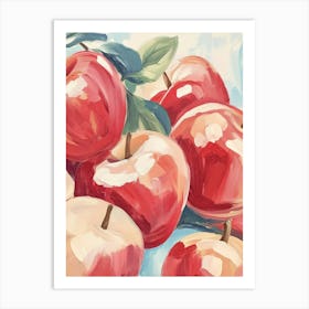 Red Apples with Green Leaves Art Print