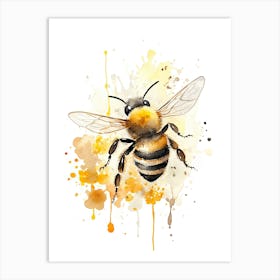 A Bee Watercolour In Autumn Colours 2 Art Print