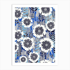 Retro Garden - Blue Art Print