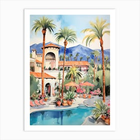 The Chateau At Lake La Quinta   La Quinta, California   Resort Storybook Illustration 1 Art Print