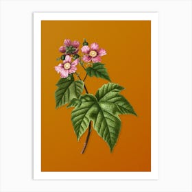 Vintage Purple Flowered Raspberry Botanical on Sunset Orange n.0397 Art Print