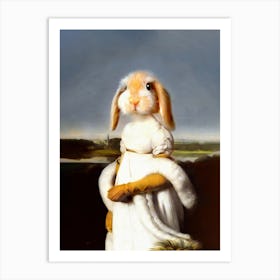 Stylish Lady Dominiqe Rabbit Pet Portraits Art Print