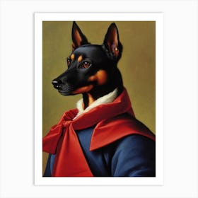 Miniature Pinscher 2 Renaissance Portrait Oil Painting Art Print