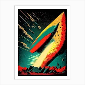 Asteroid Impact Vintage Sketch Space Art Print
