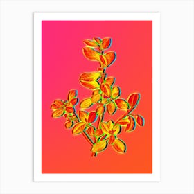 Neon Italian Buckthorn Botanical in Hot Pink and Electric Blue n.0586 Art Print