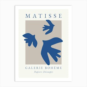 Abstract Birds Blue Matisse Print Art Print