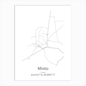 Minto,Canada Minimalist Map Art Print