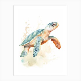 Detailed Blue Sea Turtle Watercolour Art Print
