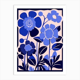 Blue Flower Illustration Cineraria 2 Art Print