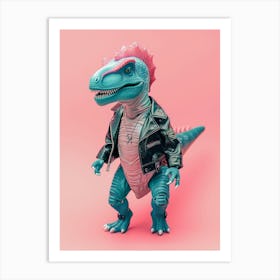 Punky Dinosaur In A Leather Jacket 3 Art Print