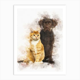 Dog And Cat Art Print