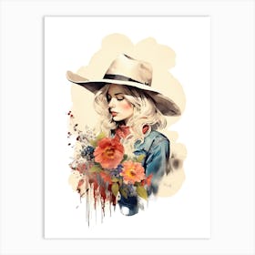 Cute Cowgirl Watercolour 3 Art Print