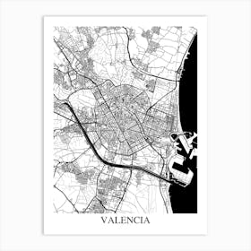 Valencia White Black Art Print