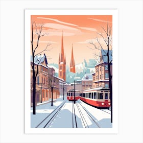 Vintage Winter Travel Illustration Zurich Switzerland 6 Art Print