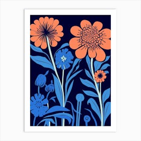 Blue Flower Illustration Gaillardia 3 Art Print