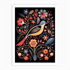 Folk Bird Illustration Magpie 4 Art Print