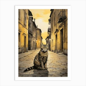 Cat On The Street Art Print