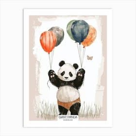 Giant Panda Holding Balloons Poster 105 Art Print