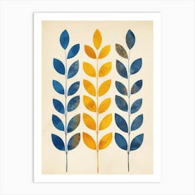 Blue And Yellow Leaves Art Print