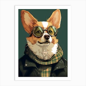 Corgi Dog Wearing Glasses Art Print