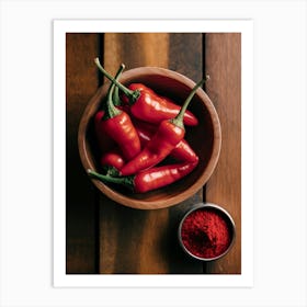 Red Chili Peppers In A Bowl Art Print