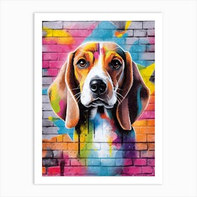Aesthetic Beagle Dog Puppy Brick Wall Graffiti Artwork Art Print