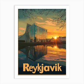 Aihrgdesign A Mid Century Modern Travel Poster For Reykjavik 2 Art Print