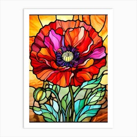 Stained Glass Poppy Art Print