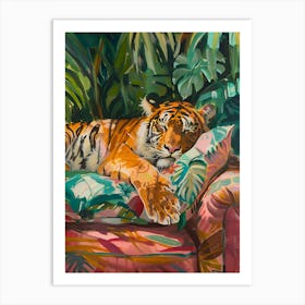 Tiger On Couch 1 Art Print