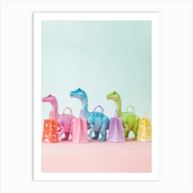 Toy Dinosaur With Shipping Bags Art Print