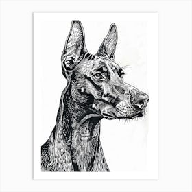 Dog Black Line Sketch Art Print