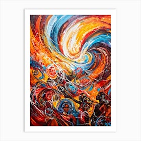 Abstract Painting Capturing The Convergence Of Diverse Human Rights And Cultures Showcasing Swirls Art Print