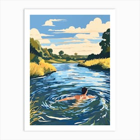 Wild Swimming At River Great Ouse Bedfordshire 4 Art Print