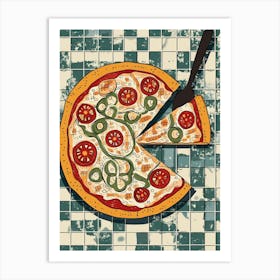 Gourmet Pizza On A Tiled Background 3 Art Print