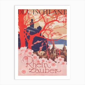 Rhine River, Germany, Vintage Travel Poster Art Print