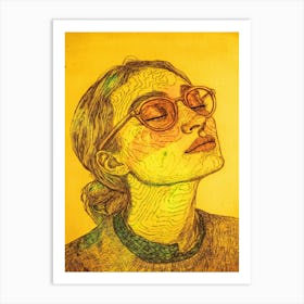 Portrait Of A Woman With Glasses 1 Art Print