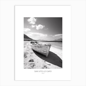 Poster Of San Vito Lo Capo, Italy, Black And White Photo 4 Art Print