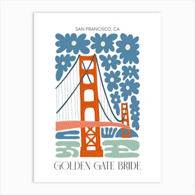 Golden Gate Bridge   San Francisco, Travel Poster In Cute Illustration Art Print