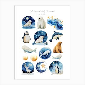 Cute Arctic Animals 1 Art Print