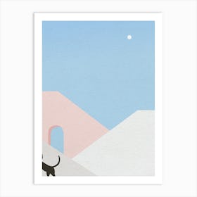 Minimal art Cat On A Roof Art Print