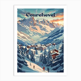 Courchevel France Winter Digital Travel Illustration Art Print