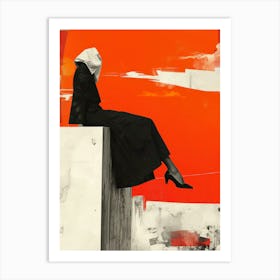 Woman Sitting On A Wall Art Print