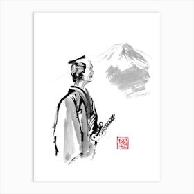 Samurai And Fujisan Art Print