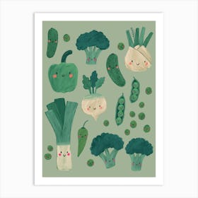 Happy Veg Eat Your Greens Art Print