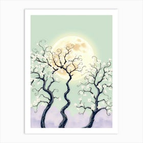 Moonlight Trees 1 Art Print