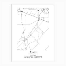 Alvin,United States Minimalist Map Art Print